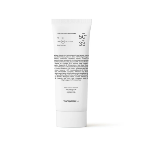Transparent Lab Lightweight Sunscreen SPF 50+ - lekki krem przeciwsłoneczny do twarzy i ciała, 100 ml