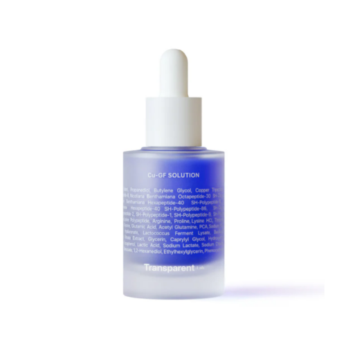 Transparent Lab Cu-GF Solution – serum przeciwstarzeniowe z peptydem miedziowym (1%) i czynnikami wzrostu (5%), 30 ml